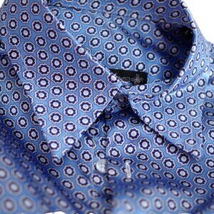 Terzo Uomo #C865 Blue Floral Long Sleeve Men shirts Size:L